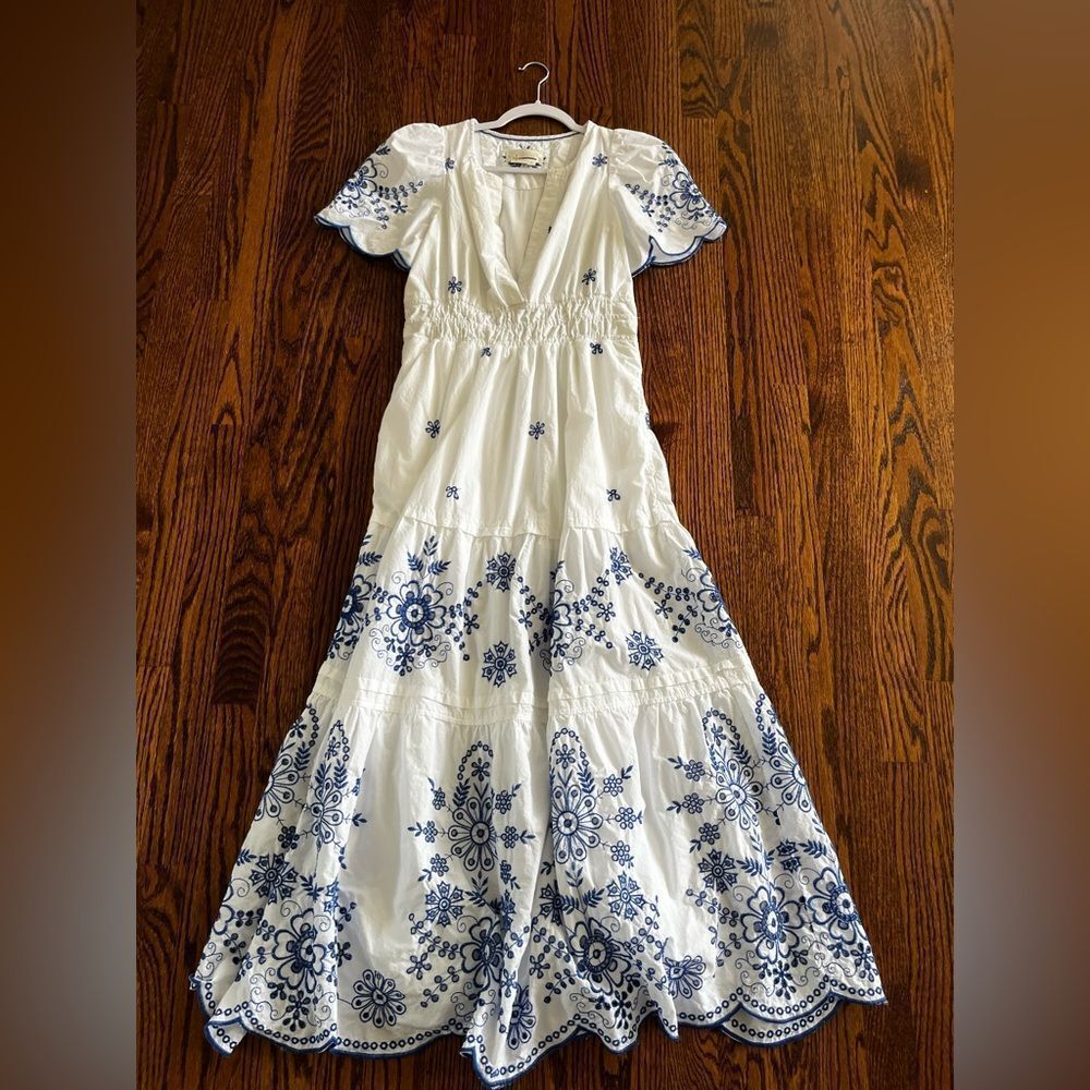Anthropologie 
Somerset Eyelet Maxi White & Blue dress - Picture 5 of 6